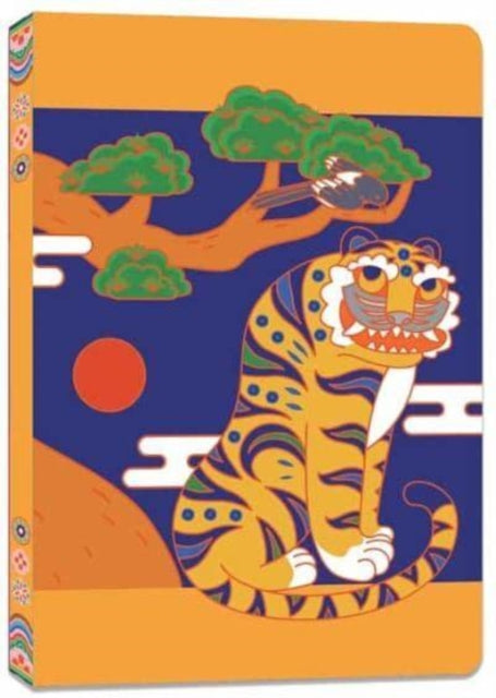 Korean Smiling Tiger Blank Paperback Journal: Blank Notebook with Pocket (Korean Tiger Minhwa Folk Art Painting)