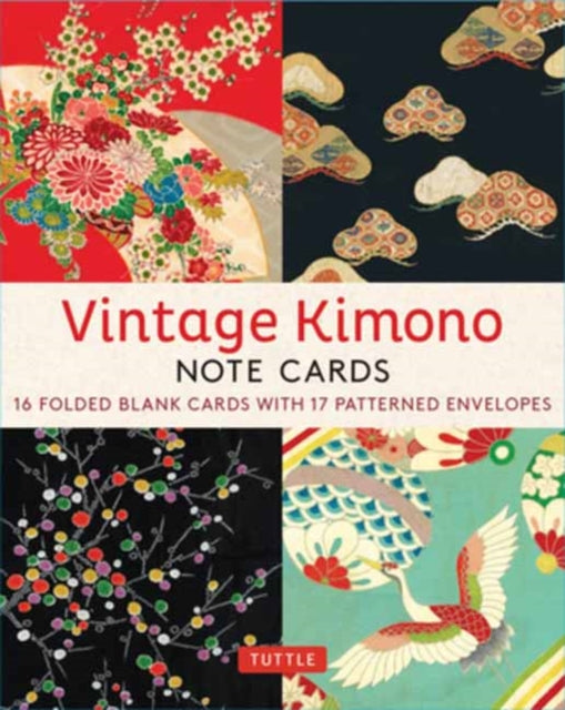 Vintage Kimono, 16 Note Cards: 8 illustrations from 1900's Vintage Japanese Kimono Fabrics (Blank Cards with Envelopes in a Keepsake Box)