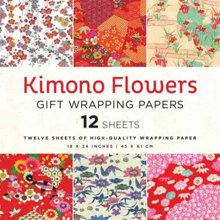 Kimono Flowers Gift Wrapping Papers - 12 sheets: 18 x 24 inch (45 x 61 cm) Wrapping Paper Sheets