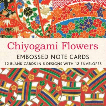 Chiyogami Flowers Embossed Note Cards  12 Cards