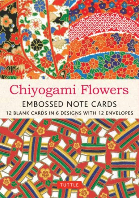 Chiyogami Flowers Embossed Note Cards  12 Cards