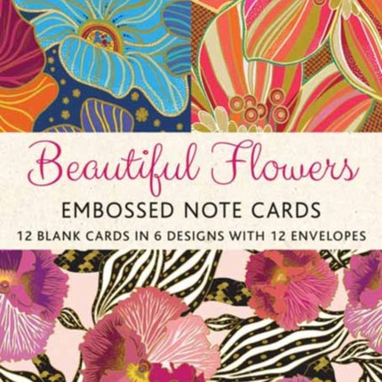Beautiful Flowers 12 Embossed Note Cards