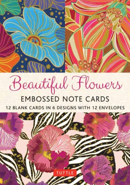 Beautiful Flowers 12 Embossed Note Cards