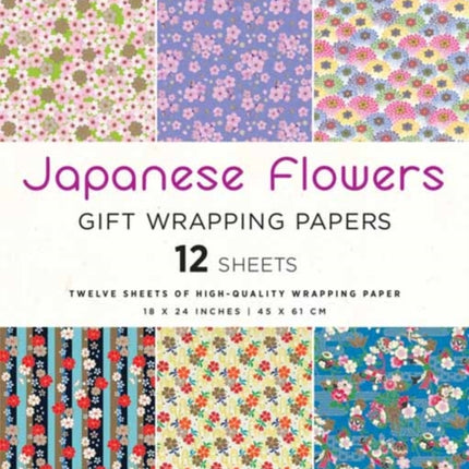 Japanese Flowers Gift Wrapping Papers  12 sheets