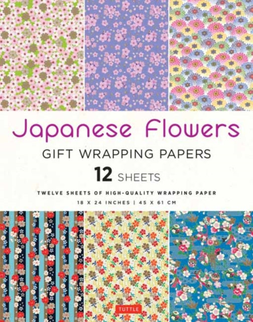 Japanese Flowers Gift Wrapping Papers  12 sheets