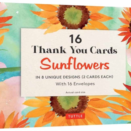 16 Thank You Cards Sunflowers