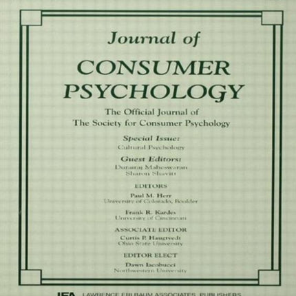 Consumer Psychology A Special Issue of the