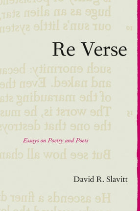 Re Verse Essays on Poetry and Poets