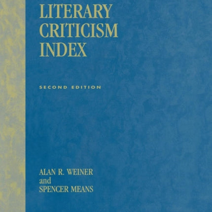 Literary Criticism Index 2nd Ed