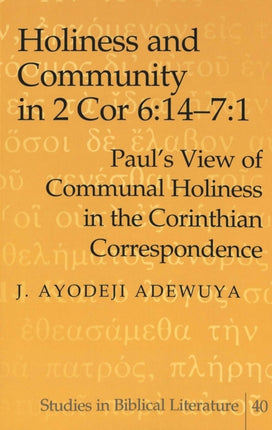 Holiness and Community in 2 Cor 61471