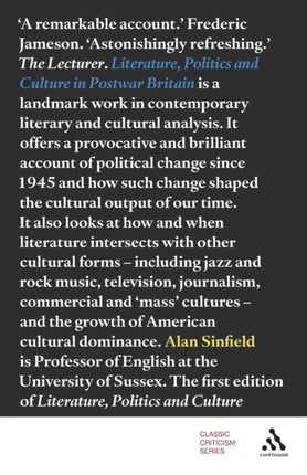 Literature Politics and Culture in Postwar