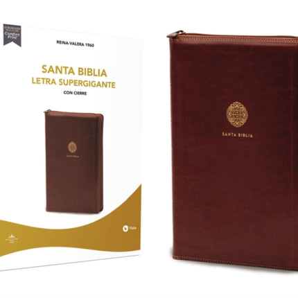 Biblia Reina Valera 1960, Letra Supergigante, Leathersoft, Café, Con Cierre / Spanish Bible Rvr60 Super Giant Print, Leathersoft, Brown W/ Zipper