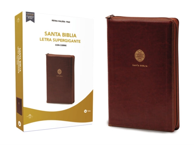 Biblia Reina Valera 1960, Letra Supergigante, Leathersoft, Café, Con Cierre / Spanish Bible Rvr60 Super Giant Print, Leathersoft, Brown W/ Zipper