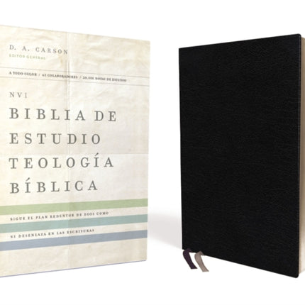 NVI Biblia de Estudio, Teología Bíblica, Piel Reciclada, Negro, Interior a Cuatro Colores: Sigue El Plan Redentor de Dios Como Se Desenlaza En Las Escrituras