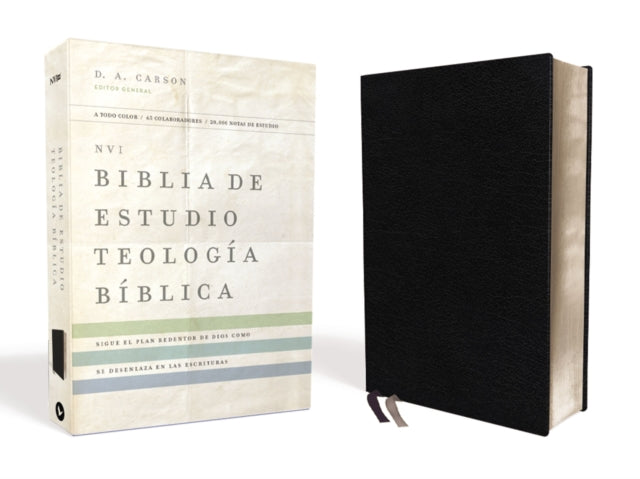 NVI Biblia de Estudio, Teología Bíblica, Piel Reciclada, Negro, Interior a Cuatro Colores: Sigue El Plan Redentor de Dios Como Se Desenlaza En Las Escrituras