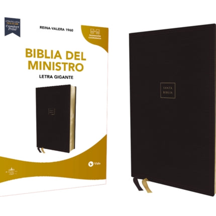 RVR60 Biblia del Ministro Letra gigante Leathersoft Negro Palabras de Jesus en Rojo Comfort Print