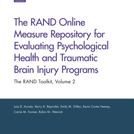 The Rand Online Measure Repository for Evaluating Psychological Health and Traumatic Brain Injury Programs: The Rand Toolkit