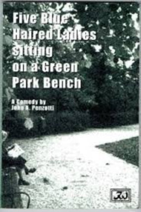 Five Blue Haired Ladies Sitting on a Green Park Bench