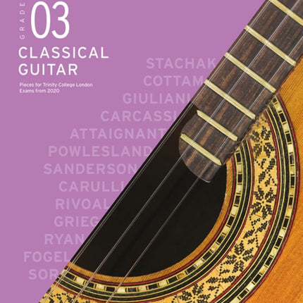 Trinity College London Classical Guitar Exam Pieces From 2020: Grade 3