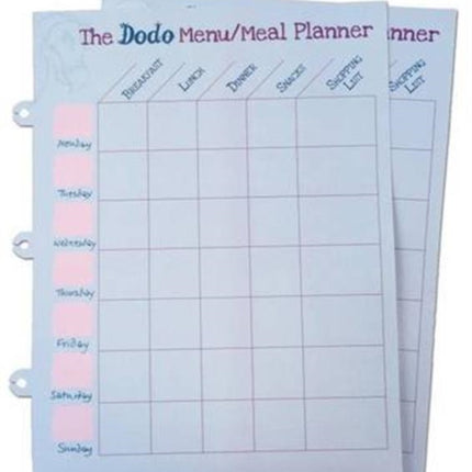 Dodo Pad Weekly Wipe-Clean Menu / Meal Planner: Suitable for Dodo Pad, Acad-Pad Desk Diaries and Dodo Blank Book