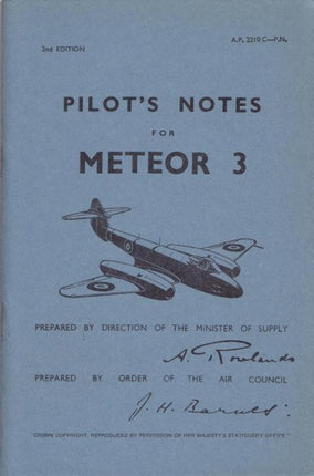 Meteor III Pilot's Notes: Air Ministry Pilot's Notes