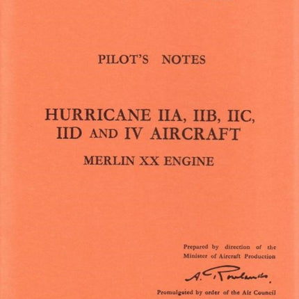 Air Ministry Pilots Notes Hawker Hurricane IIA