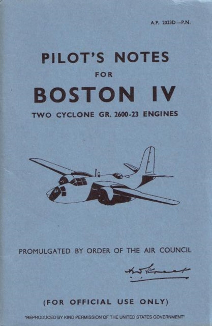 Boston IV Pilot's Notes: Air Ministry Pilot's Notes