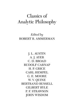 Classics of Analytic Philosophy