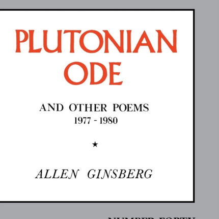 Plutonium Ode and Other Poems  197780 The Pocket Poet Series