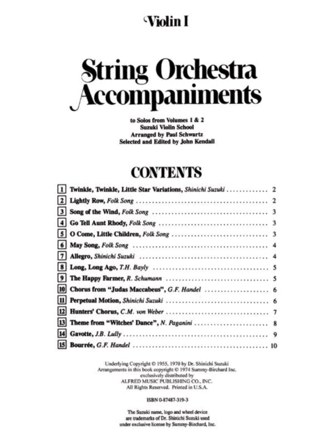 String Orchestra Accompaniments to Solos from Volumes 1  2 Violin 1