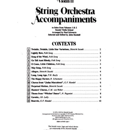 String Orchestra Accompaniments to Solos from