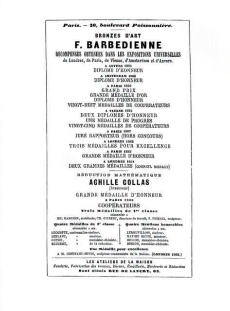 1886 Catalog of the French Bronze Foundry of F. Barbedienne of Paris