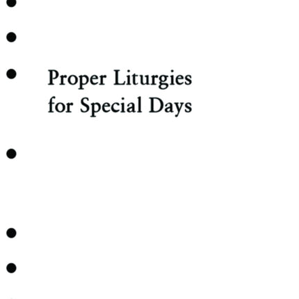 Holy Eucharist Proper Liturgies for Special Days Inserts