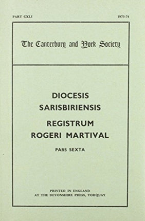 The Registers of Roger Martival Bishop of
