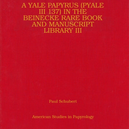 A Yale Papyrus PYale III 137 in the Beinecke Rare