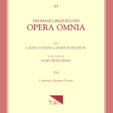 CMM 63 Thomas Crecquillon Ca 1510 Ca 1557 Opera