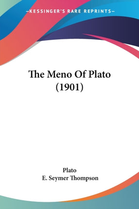 The Meno Of Plato 1901