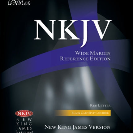 NKJV Wide Margin Reference Bible Black Calf Split