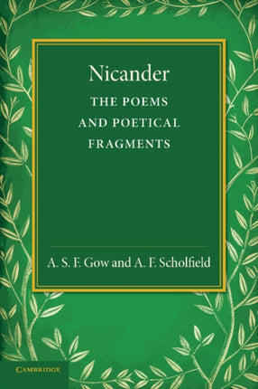 Nicander The Poems And Poetical Fragments