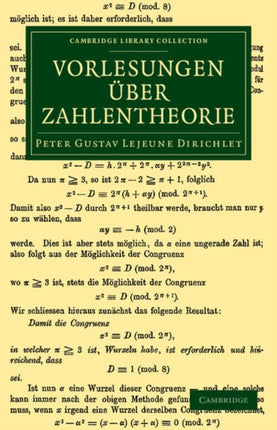 Vorlesungen uber Zahlentheorie Cambridge Library Collection  Mathematics