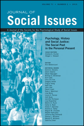 Psychology, History and Social Justice: The Social Past in the Personal Present