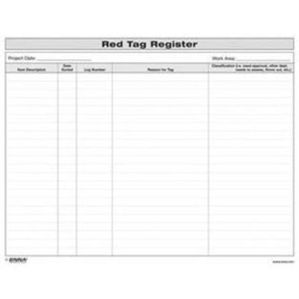 5S Red Tag Register Form