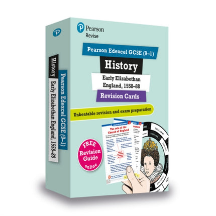 Pearson REVISE Edexcel GCSE History Elizabethan England Revision Cards incl. online revision and quizzes  for 2025 and 2026 exams