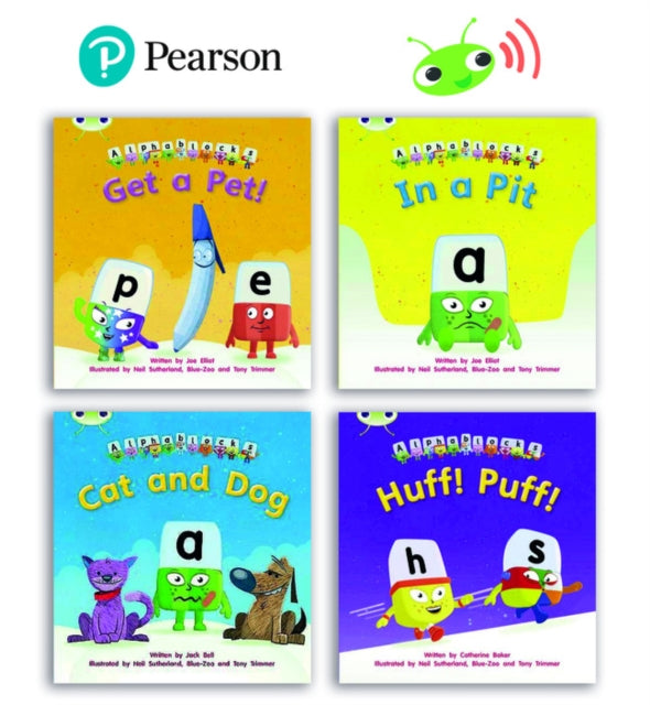 Learn to Read at Home with Bug Club Phonics Alphablocks Phase 2  Reception Term 1 4 fiction books Pack B