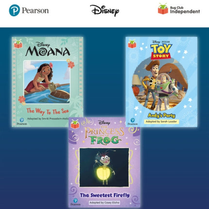 Pearson Bug Club Disney Year 1 Pack E including decodable phonics readers for phase 5 Moana The Way to the Sea Toy Story Andys Party The Princess and the Frog The Sweetest Firefly