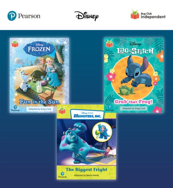 Pearson Bug Club Disney Reception Pack B including decodable phonics readers for phases 2 and 3 Frozen Fun in the Sun Lilo and Stitch Grab that Frog Monsters Inc The Biggest Fright