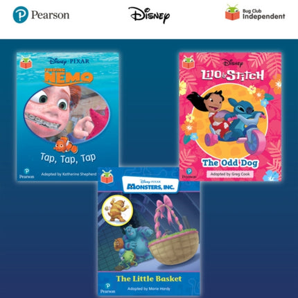 Pearson Bug Club Disney Reception Pack D including decodable phonics readers for phases 2 to 4 Finding Nemo Tap Tap Tap Lilo and Stitch The Odd Dog Monsters Inc The Little Basket