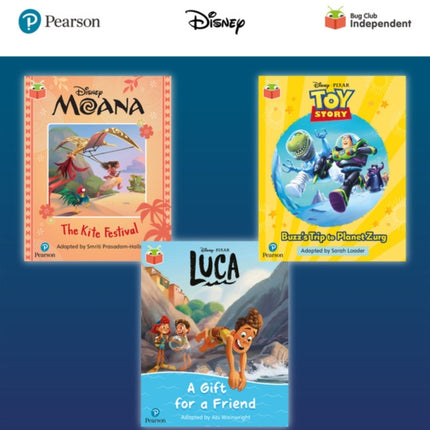 Pearson Bug Club Disney Year 1 Pack B including decodable phonics readers for phase 5 Moana The Kite Festival Toy Story Buzzs Trip to Planet Zurg Luca A Gift for a Friend