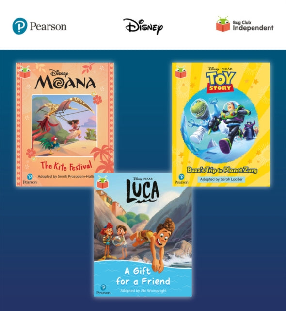 Pearson Bug Club Disney Year 1 Pack B including decodable phonics readers for phase 5 Moana The Kite Festival Toy Story Buzzs Trip to Planet Zurg Luca A Gift for a Friend