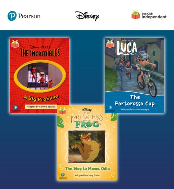 Pearson Bug Club Disney Year 1 Pack D including decodable phonics readers for phase 5 The Incredibles A Big Problem Luca The Portorosso Cup The Princess and the Frog The Way to Mama Odie